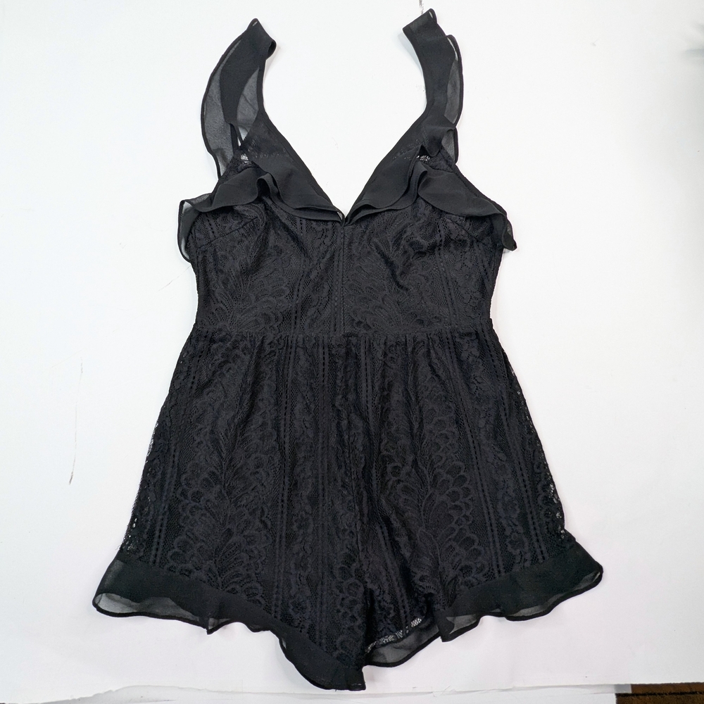 Lush Black Lace Romper With Romantic Silhouette Black Size Small